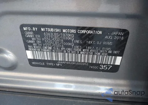2019 Mitsubishi Outlander Sport 2.0 Se from USA, damaged, VIN JA4AP4AU0KU000952